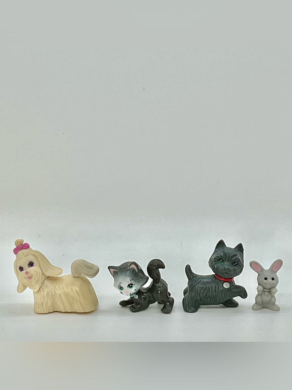 Vintage 1993 Kenner Littlest Pet Shop Cat Shih Tzu Dog Bunny Rabbit Lot of 4